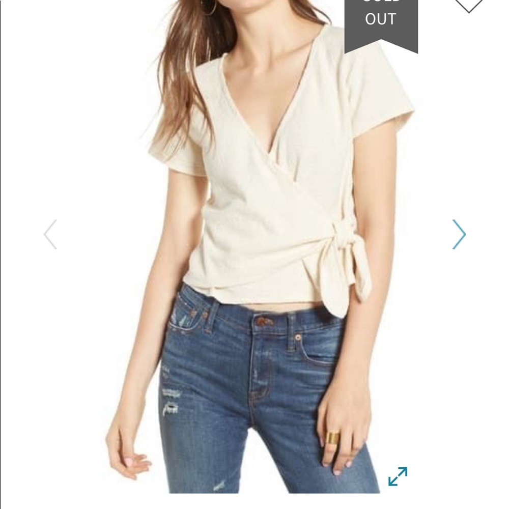 Medium Cream Madewell Texture & Thread Wrap Top
